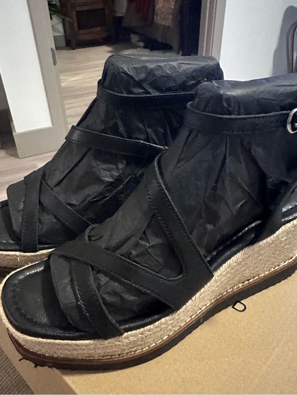 Lucky Brand Black Espadrille Wedge Sandals
